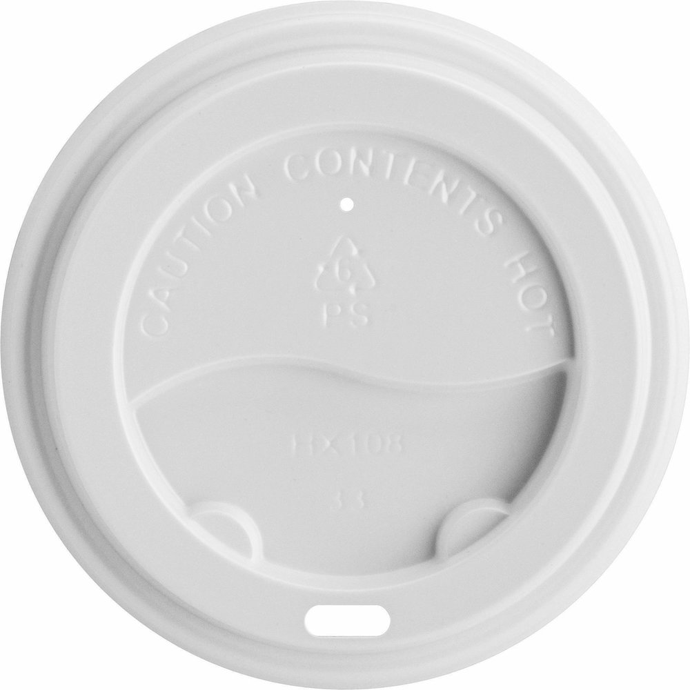 Genuine Joe Hot Cup Protective Lids - Polystyrene - White - 50/Pack - 20 / Carton. Picture 7
