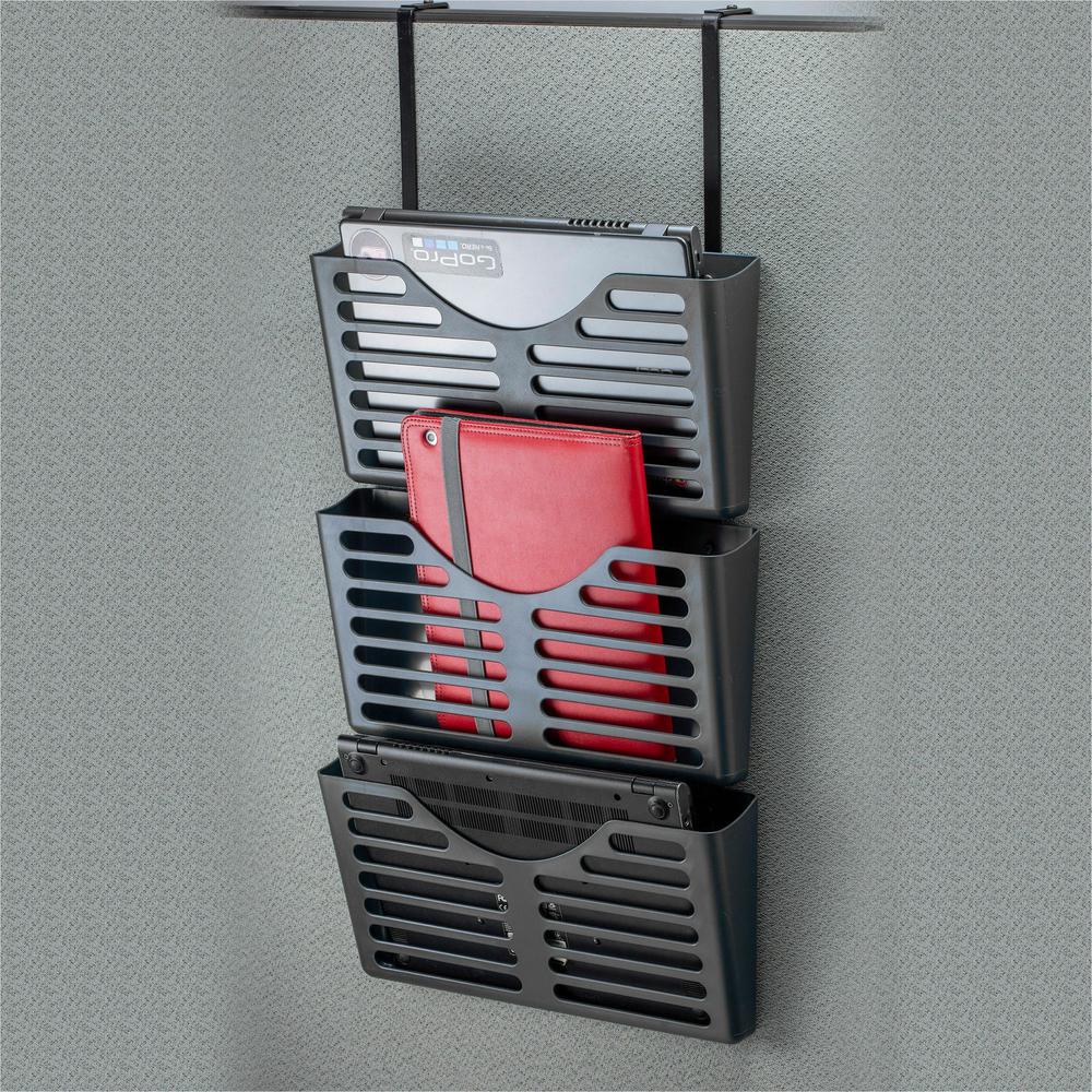 Lorell Hanging Triple Pocket File Set - 3 Pocket(s) - 30% Recycled - Black - Plastic - 1 Each. Picture 6