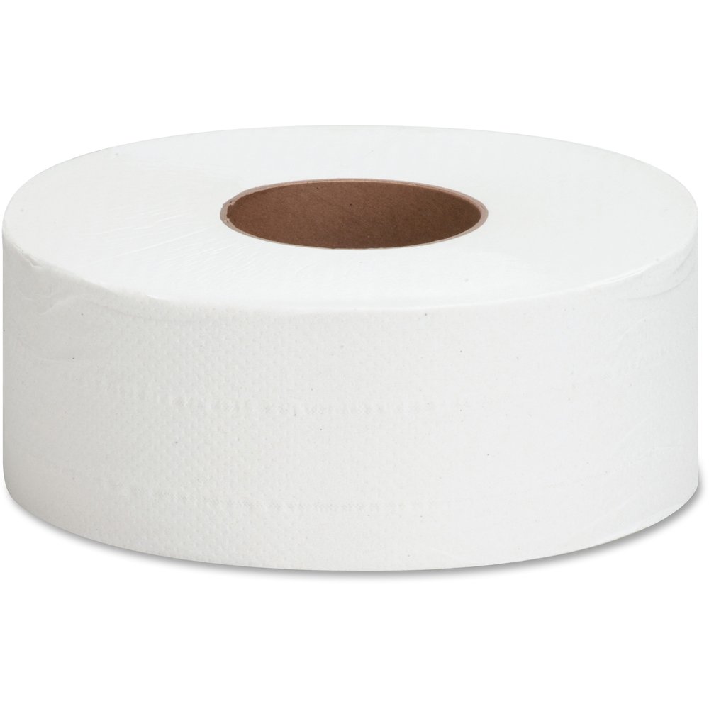 Genuine Joe Jumbo Roll Bath Tissues - 2 Ply - 3.25" Width x 1000 ft Length - 9" Roll Diameter - 3 19/64" Core - White - 12 / Carton. Picture 9