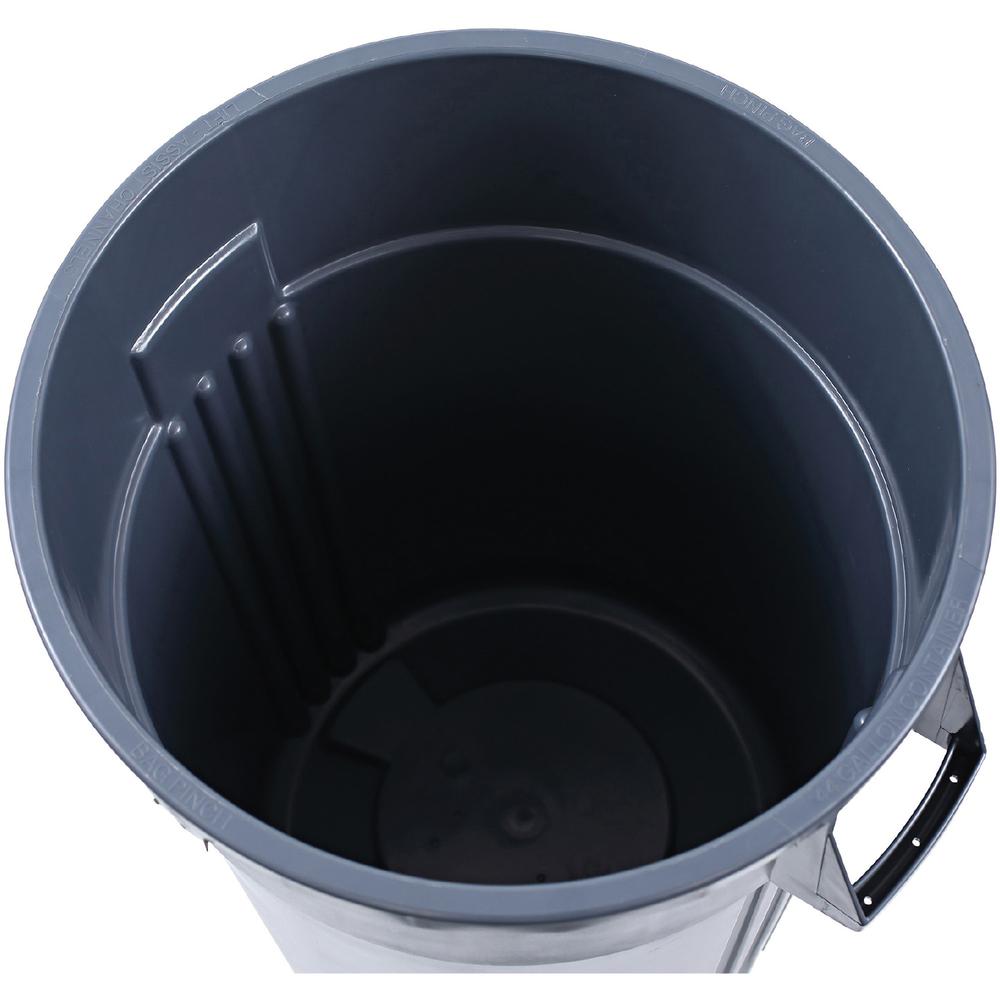 Genuine Joe 44-gallon Heavy-duty Trash Container - 44 gal Capacity - Heavy Duty, Handle - 24" Height x 31.5" Width x 24" Depth - Gray - 1 Each. Picture 5