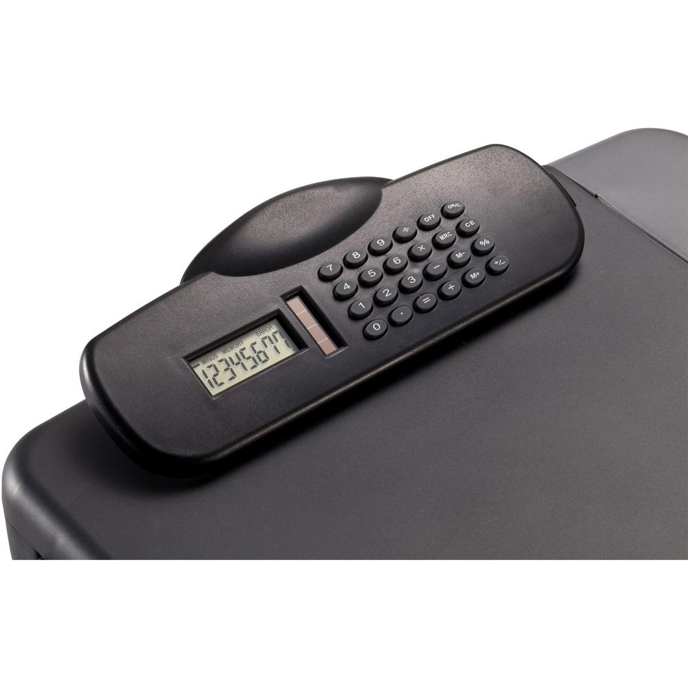 Officemate Portable Storage Clipboard with Calculator - Heavy Duty - Plastic - Charcoal Black - 1 Each. Picture 5