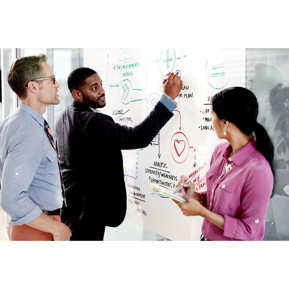 Post-it&reg; Self-Stick Dry-Erase Film Surface - White Surface - 24" (2 ft) Width x 36" (3 ft) Length - White Film - Rectangle - Flexible, Stain Resistant, Self-stick - 1 / Pack. Picture 12