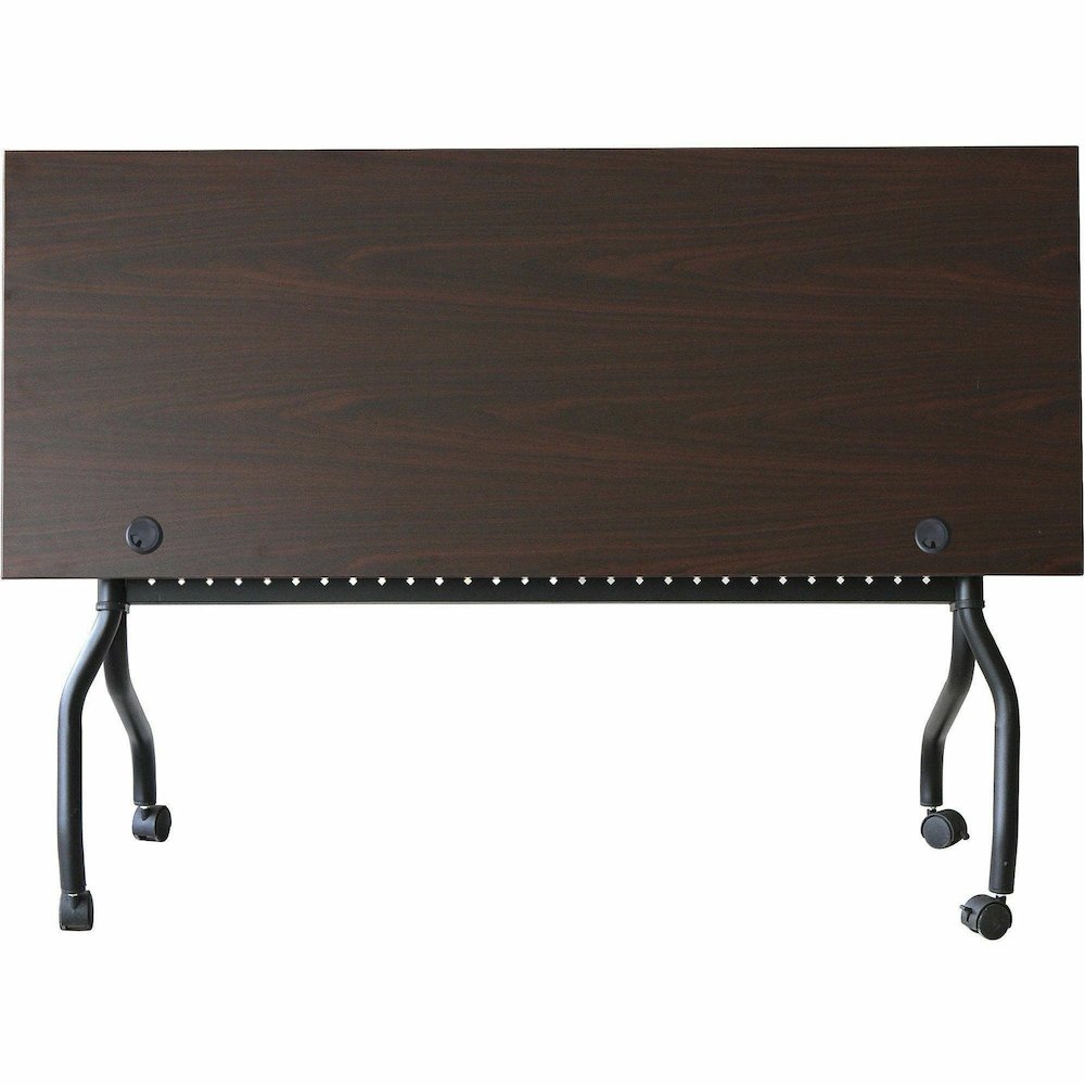 Lorell Flip Top Training Table - Rectangle Top - Four Leg Base - 4 Legs - 60" Table Top Width x 23.60" Table Top Depth - 29.50" Height x 59" Width x 23.63" Depth - Assembly Required - Black, Mahogany . Picture 11