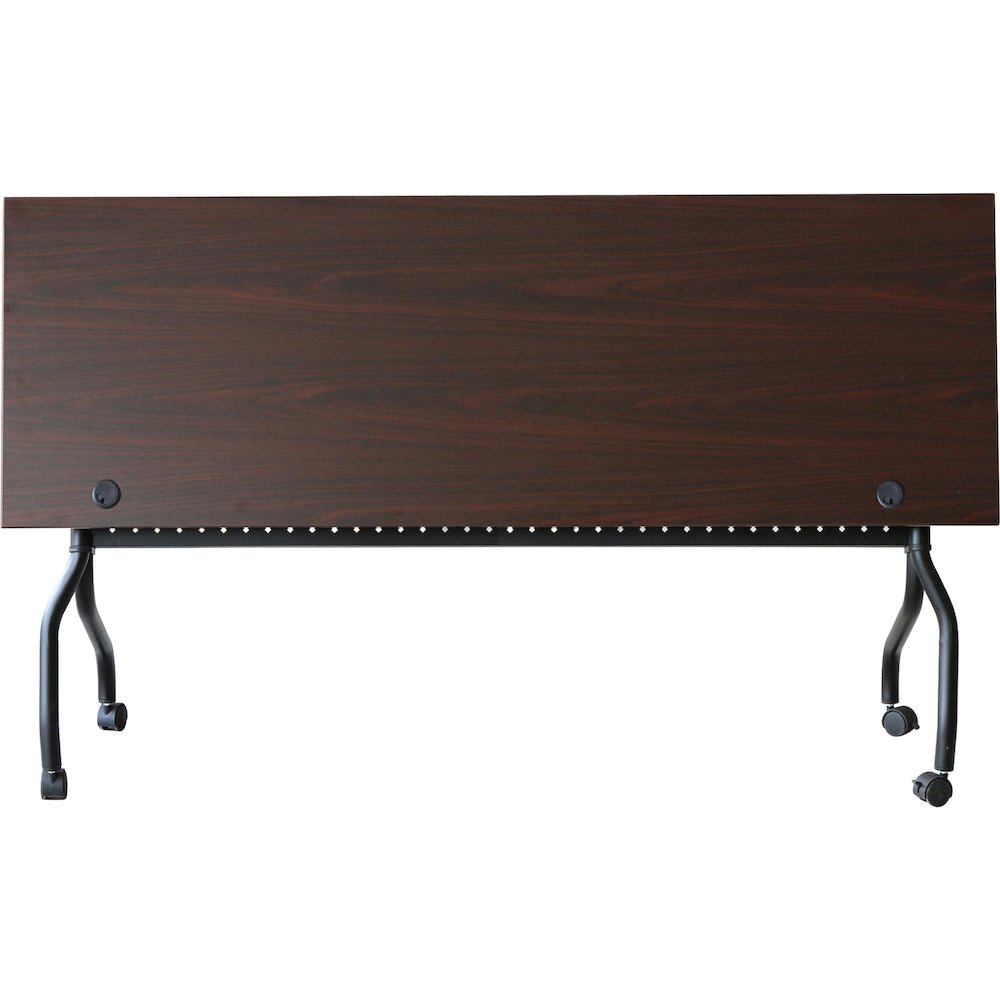 Lorell Flip Top Training Table - Rectangle Top - Four Leg Base - 4 Legs - 72" Table Top Width x 23.60" Table Top Depth - 29.50" Height x 70.88" Width x 23.63" Depth - Assembly Required - Black, Mahoga. Picture 11
