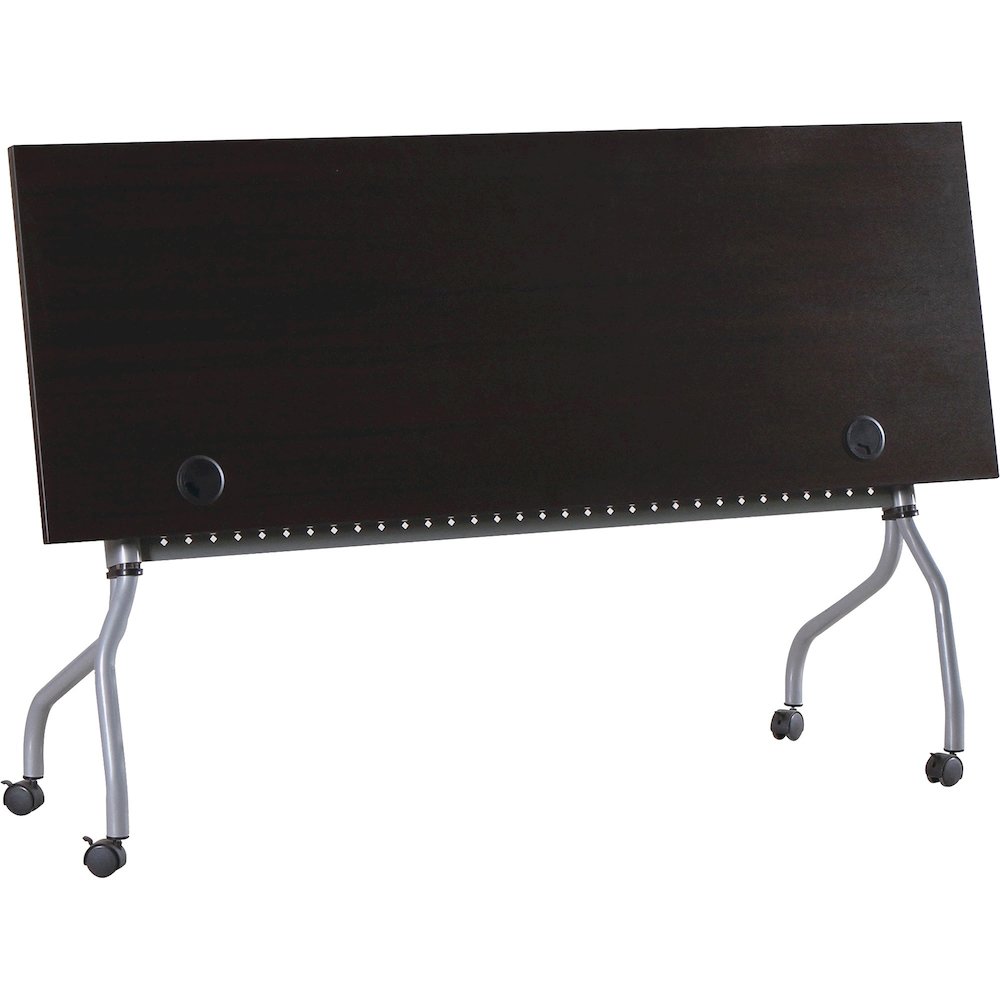 Lorell Flip Top Training Table - Rectangle Top - Four Leg Base - 4 Legs - 72" Table Top Width x 23.50" Table Top Depth - 29.50" Height x 70.88" Width x 23.63" Depth - Assembly Required - Espresso, Sil. Picture 10