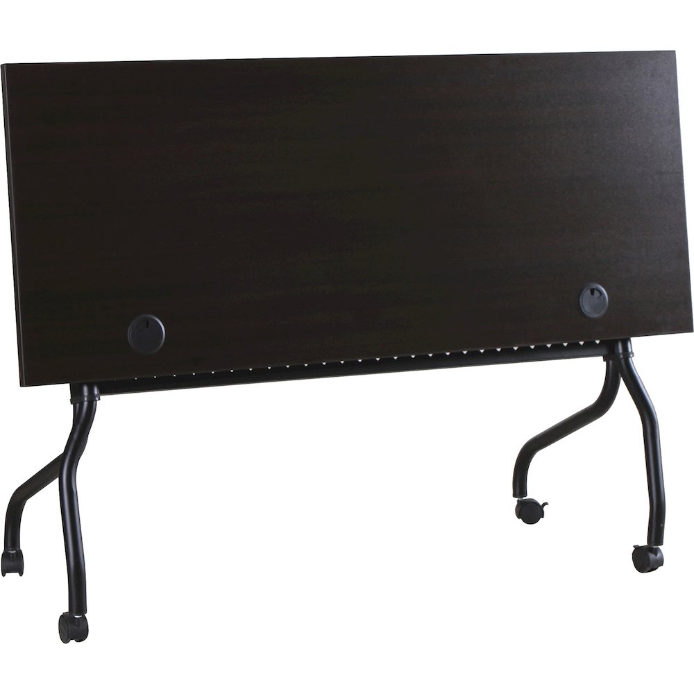 Lorell Flip Top Training Table - Rectangle Top - Four Leg Base - 4 Legs - 60" Table Top Width x 23.50" Table Top Depth - 29.50" Height x 59" Width x 23.63" Depth - Assembly Required - Espresso, Black . Picture 10
