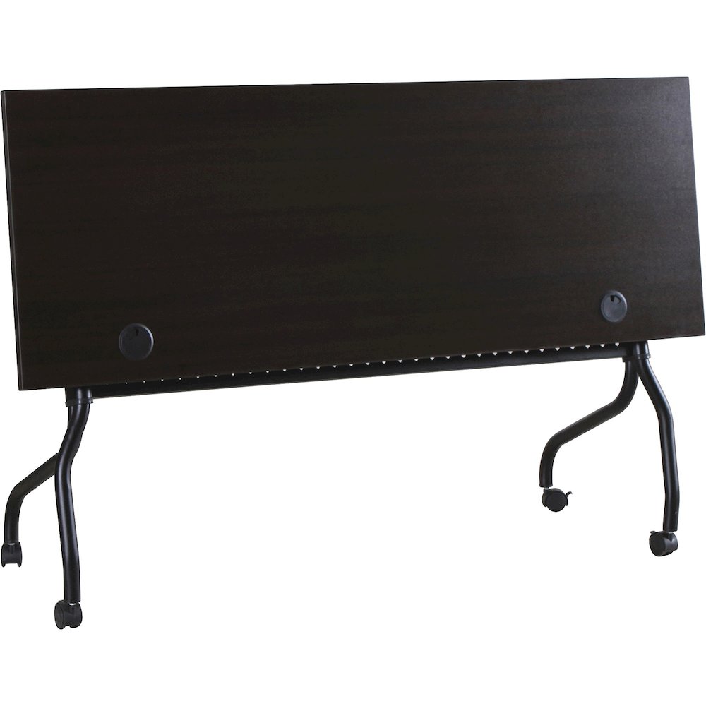 Lorell Flip Top Training Table - Rectangle Top - Four Leg Base - 4 Legs - 72" Table Top Width x 23.50" Table Top Depth - 29.50" Height x 70.88" Width x 23.63" Depth - Assembly Required - Espresso, Bla. Picture 10