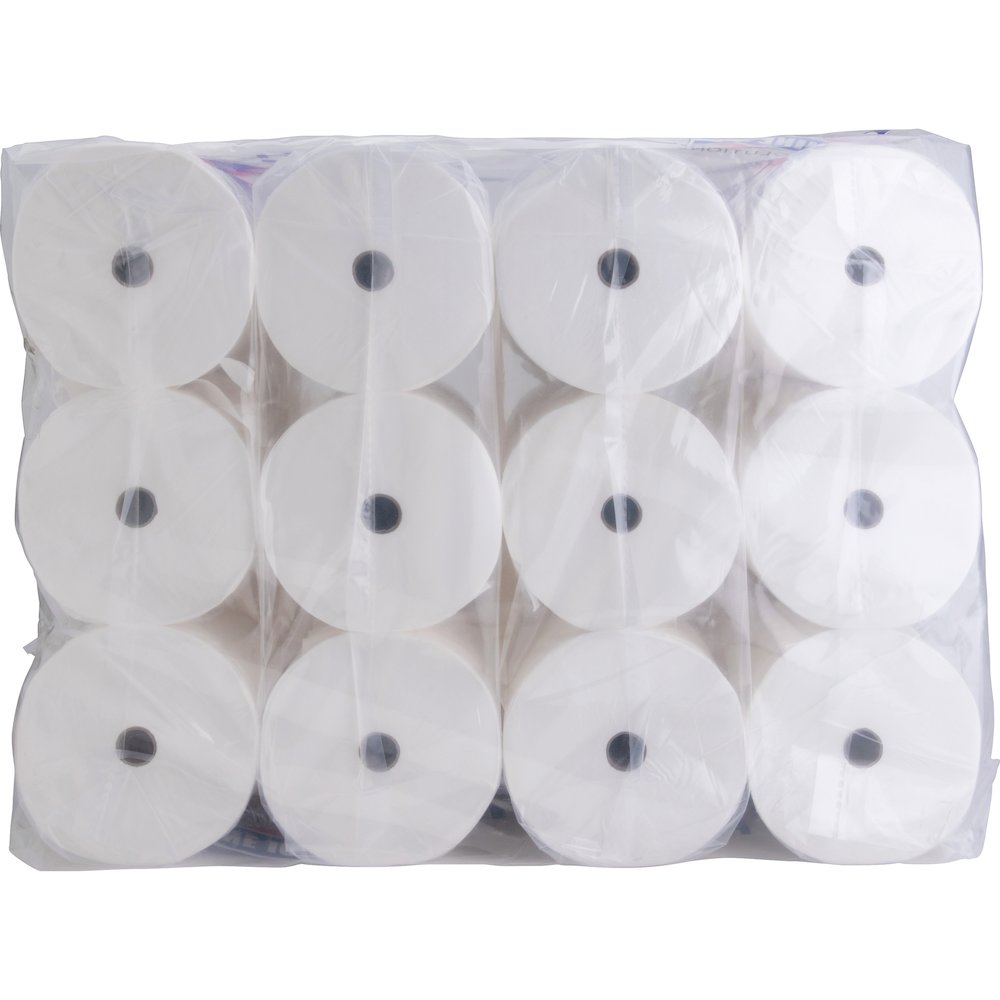 Genuine Joe Solutions Double Capacity Bath Tissue - 2 Ply - 1000 Sheets/Roll - 45/64" Core - White - Virgin Fiber - 36 / Carton. Picture 19