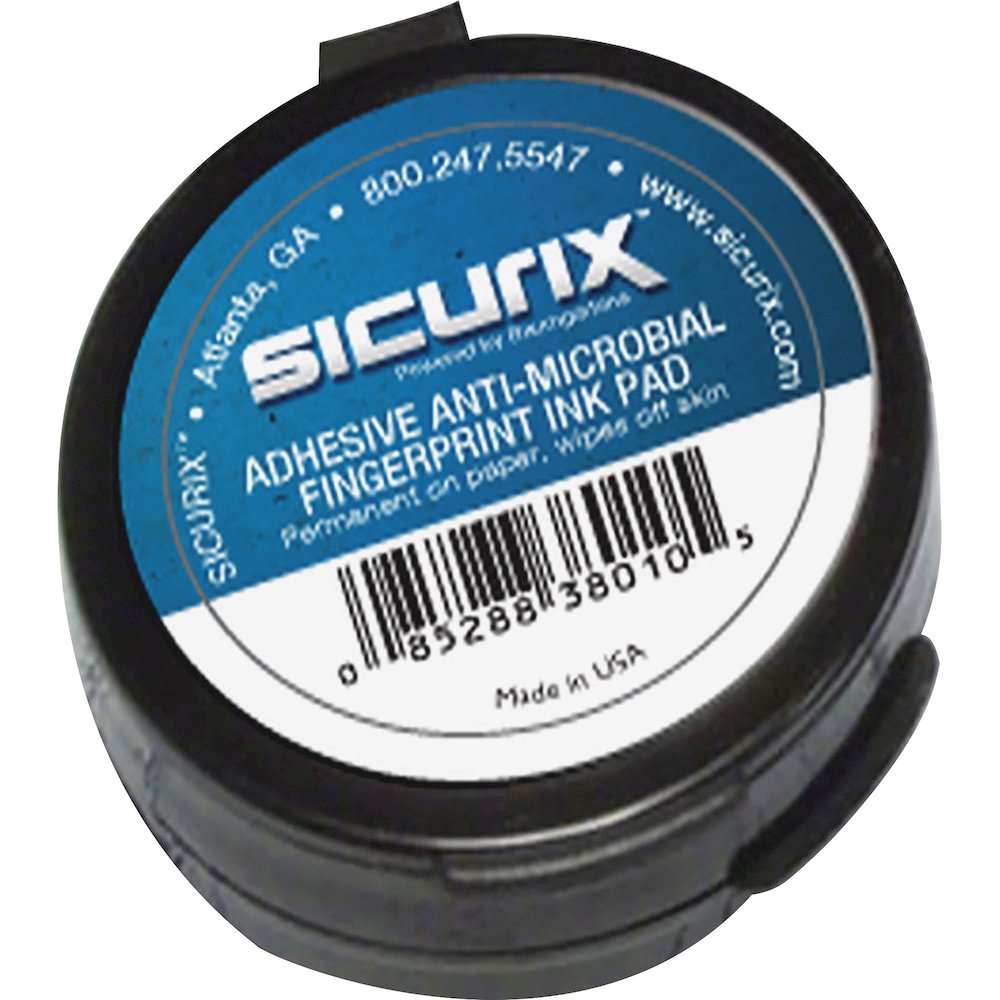 SICURIX Adhesive Fingerprint Ink Pads - 0.5" Height x 1.5" Width x 1.5" Depth - Black Ink - Black - 12 / Carton. Picture 9