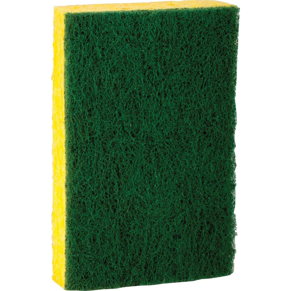 Scotch-Brite Heavy-Duty Scrub Sponges - 2.8" Height x 4.5" Width x 4.5" Length x 590 mil Thickness - 3/Pack - 8 / Carton - Yellow, Green. Picture 6