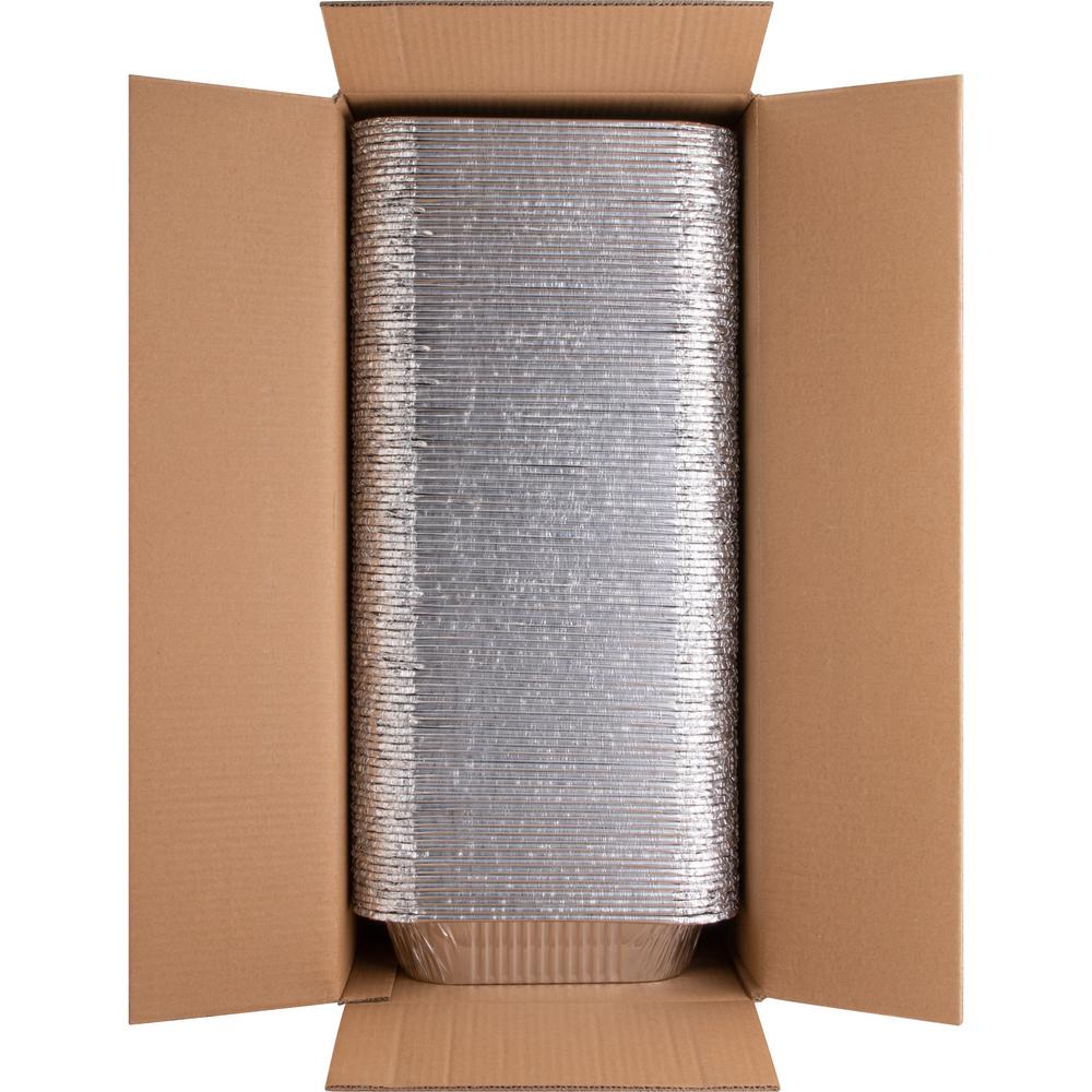 Genuine Joe Half-size Disposable Aluminum Pan - Cooking, Serving - Disposable - 0.5" Diameter - Silver - Aluminum Body - 100 / Carton. Picture 9