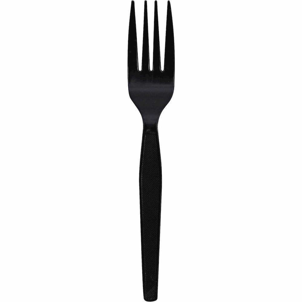 Genuine Joe Medium-Heavyweight Plastic Fork - 1 Piece(s) - Fork - 1 x Fork - Disposable - Textured - Black - 1000 / Carton. Picture 12