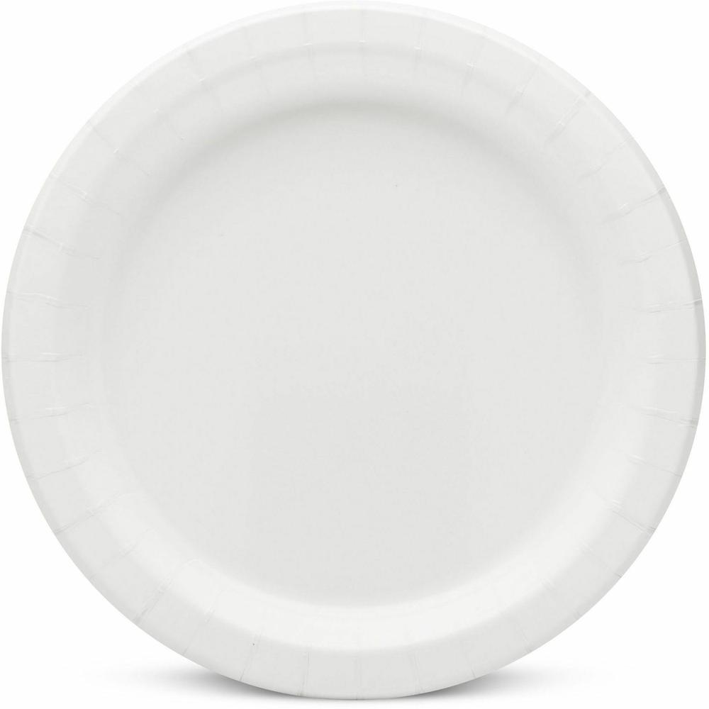 AJM 9" Dinnerware Paper Plates - Disposable - 9" Diameter - White - Paper Body - 125/Pack - 4 / Carton. Picture 2