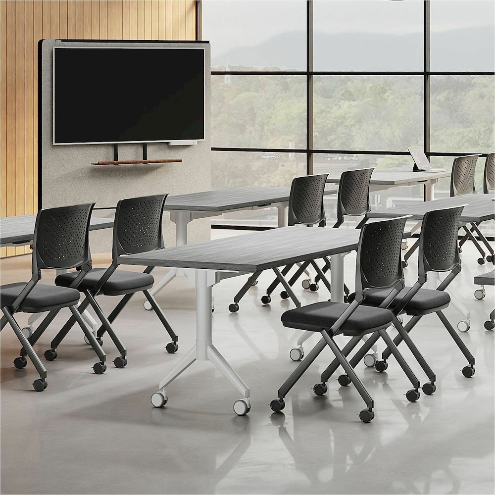 Lorell Relevance Series Tabletop - 71.6" Width x 29.5" Depth x 1" Thickness Table Top - Straight Edge - Finish: Weathered Charcoal, Laminate - Edge Banding - 1 Each. Picture 11