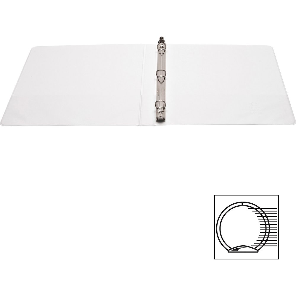 Business Source Round-ring View Binder - 1/2" Binder Capacity - Letter - 8 1/2" x 11" Sheet Size - 125 Sheet Capacity - Fastener: Round Ring - Pocket: 2, Internal - Polypropylene - White - Sturdy, Non. Picture 8