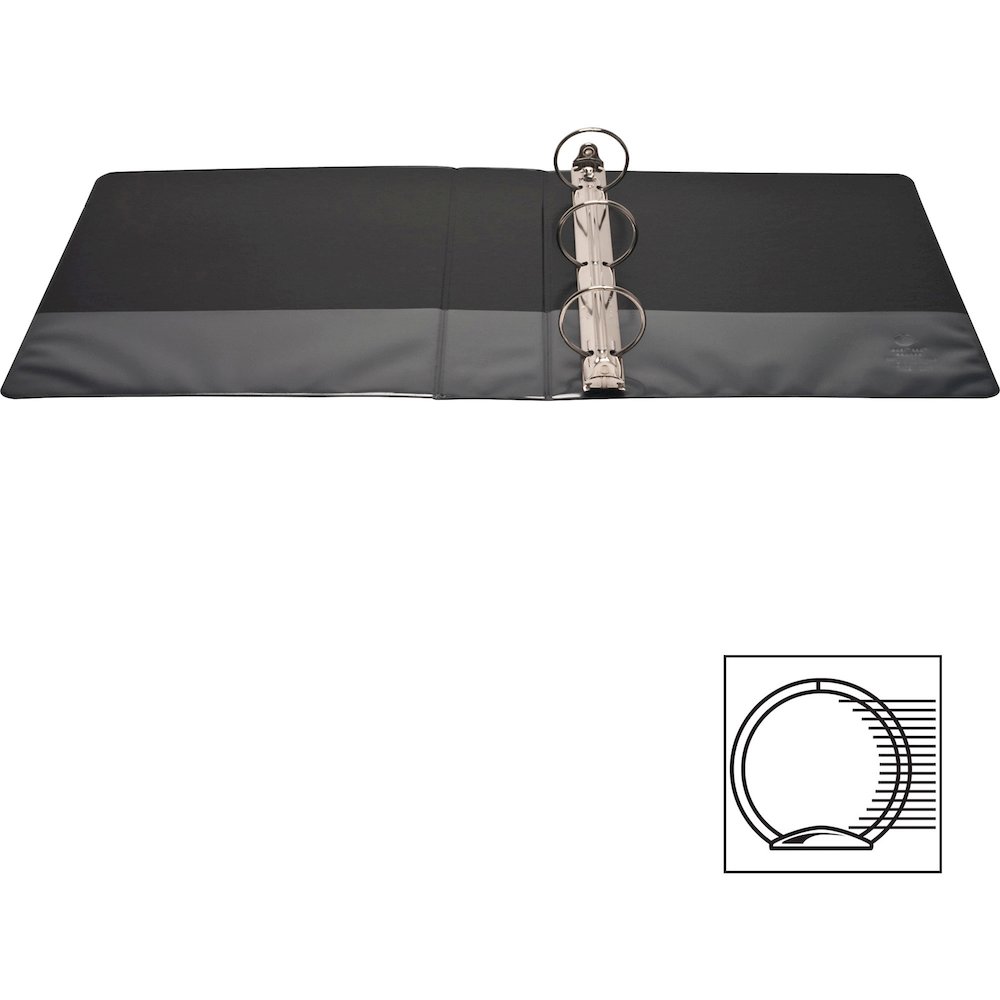 Business Source Round-ring View Binder - 2" Binder Capacity - Letter - 8 1/2" x 11" Sheet Size - 475 Sheet Capacity - Fastener: Round Ring - Pocket: 2, Internal - Polypropylene - Black - Wrinkle-free,. Picture 9