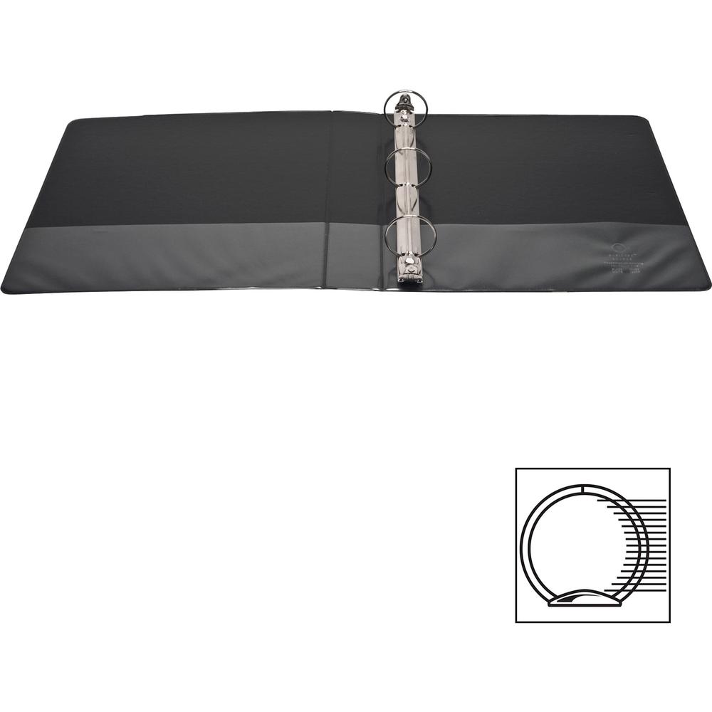 Business Source Round Ring View Binder - 1 1/2" Binder Capacity - Letter - 8 1/2" x 11" Sheet Size - 350 Sheet Capacity - Fastener: Round Ring - Pocket: 2, Internal - Chipboard, Polypropylene - Black . Picture 5