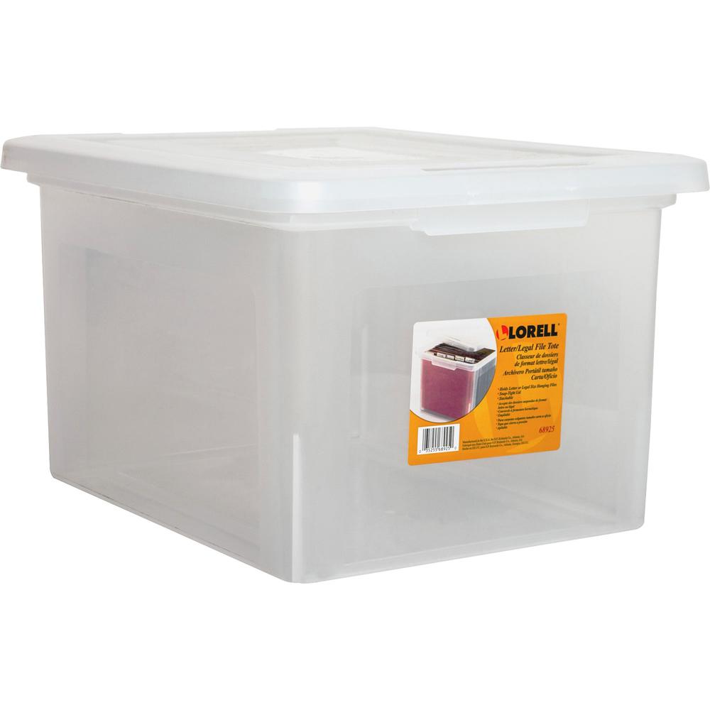 Lorell Stacking File Boxes - External Dimensions: 14.2" Width x 18" Depth x 10.8"Height - Media Size Supported: Letter, Legal - Interlocking Closure - Stackable - Plastic - Clear - For File - 2 / Cart. Picture 3