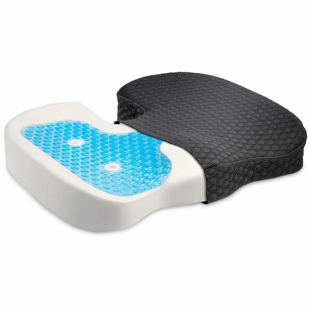 Kensington Premium Cool-Gel Seat Cushion - 14" x 18" - Gel - Fabric - Foam - Comfortable, Durable, Anti-slip, Ergonomic Design, Machine Washable, Carrying Strap - Black - 1 Each. Picture 9