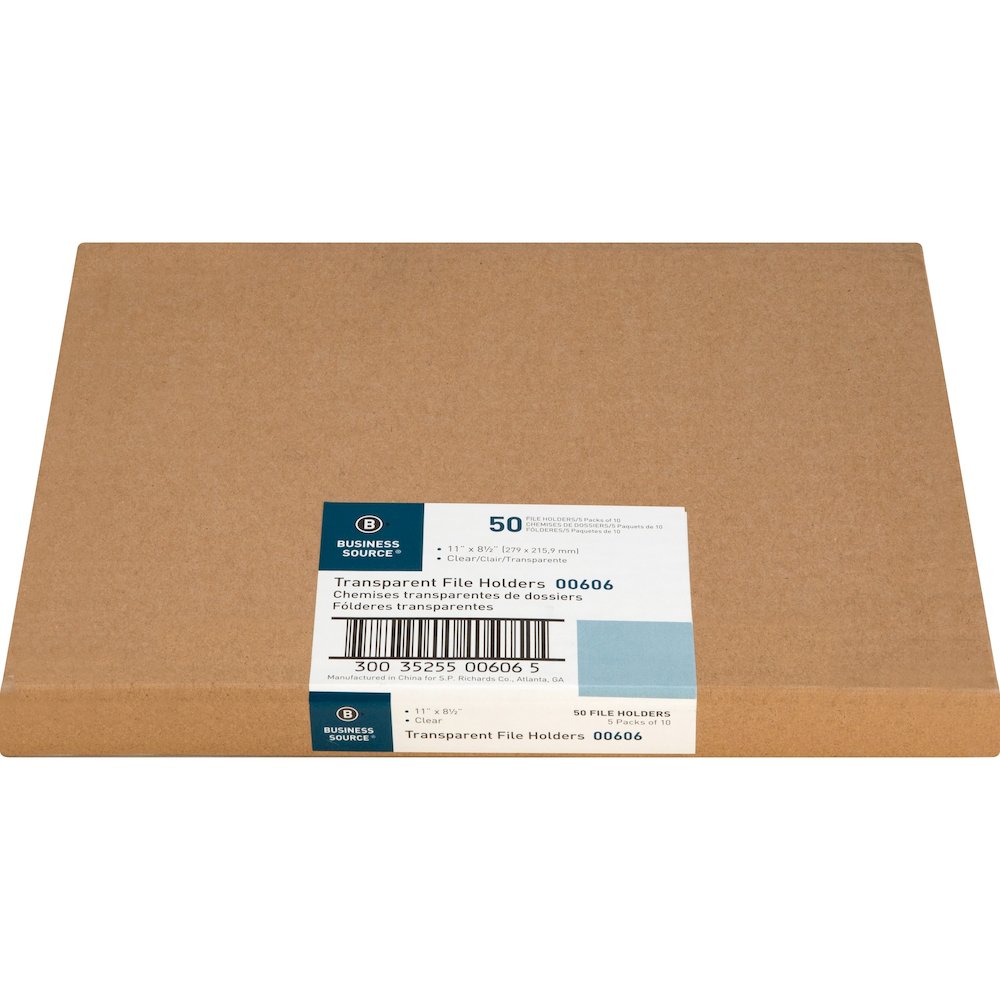 Business Source Letter File Sleeve - 8 1/2" x 11" - 20 Sheets Capacity - Clear - Water Resistant, Transfer Safe, Lightweight, Transparent - 10/Pack - 5 / Box. Picture 12