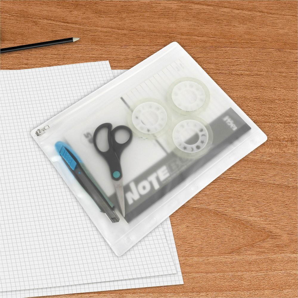 Business Source Punched Economy Binder Pocket - 10" Height x 8" Width - 7 x Holes - Ring Binder - Clear - Plastic - 24 / Box. Picture 8