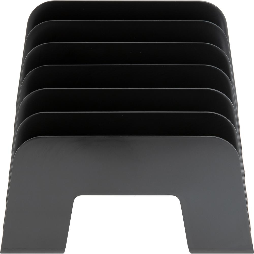 Business Source 6-slot Inclined Desk Step Sorter - 6 Compartment(s) - 6.50" Height x 8" Width x 7.75" Depth - Desktop - 25% Recycled - Black - Plastic - 1 Each. Picture 8