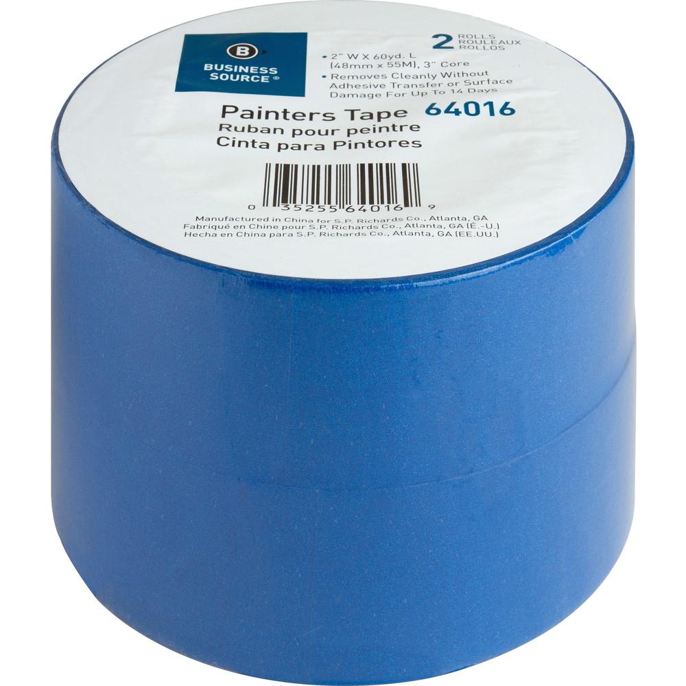 Business Source Multisurface Painter's Tape - 60 yd Length x 2" Width x 5.5 mil Thickness - Blue - 1 Pack. Picture 10