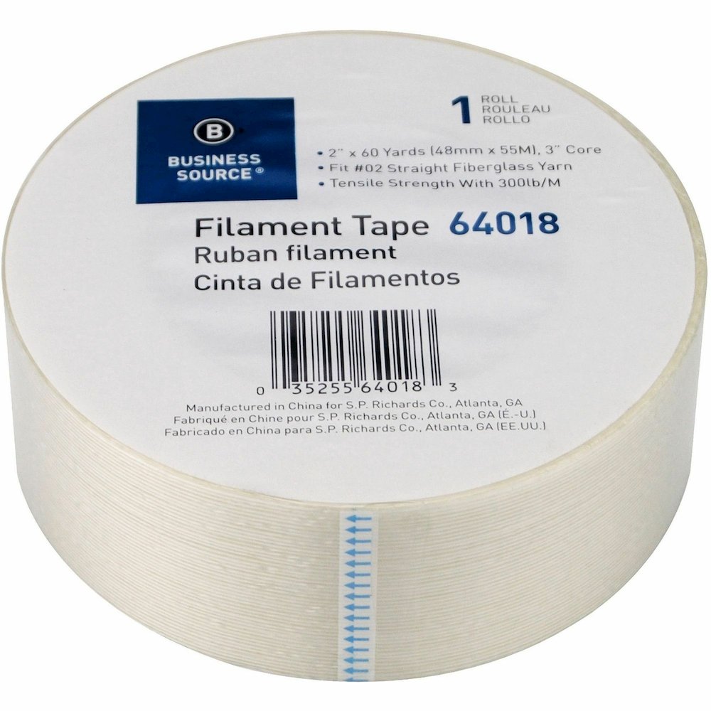 Business Source Heavy-duty Filament Tape - 60 yd Length x 2" Width - 3" Core - White - Fiberglass Filament Roll - 1 Roll. Picture 11