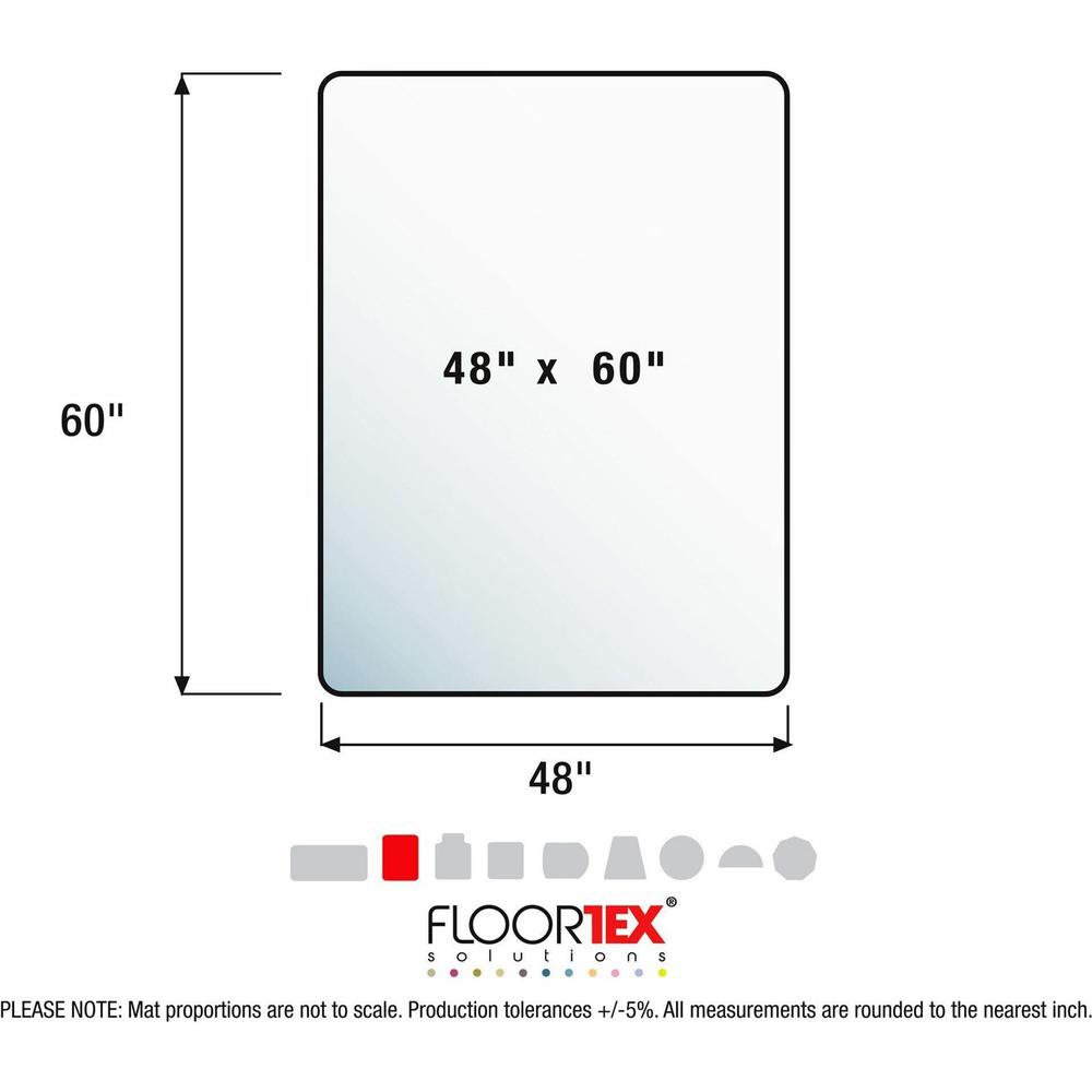 Ecotex&reg; Enhanced Polymer Rectangular Chair Mat for Hard Floors - 48" x 60" - Hard Floor - 60" Length x 48" Width x 0.075" Depth x 0.080" Thickness - Rectangular - Clear - 1Each. Picture 7