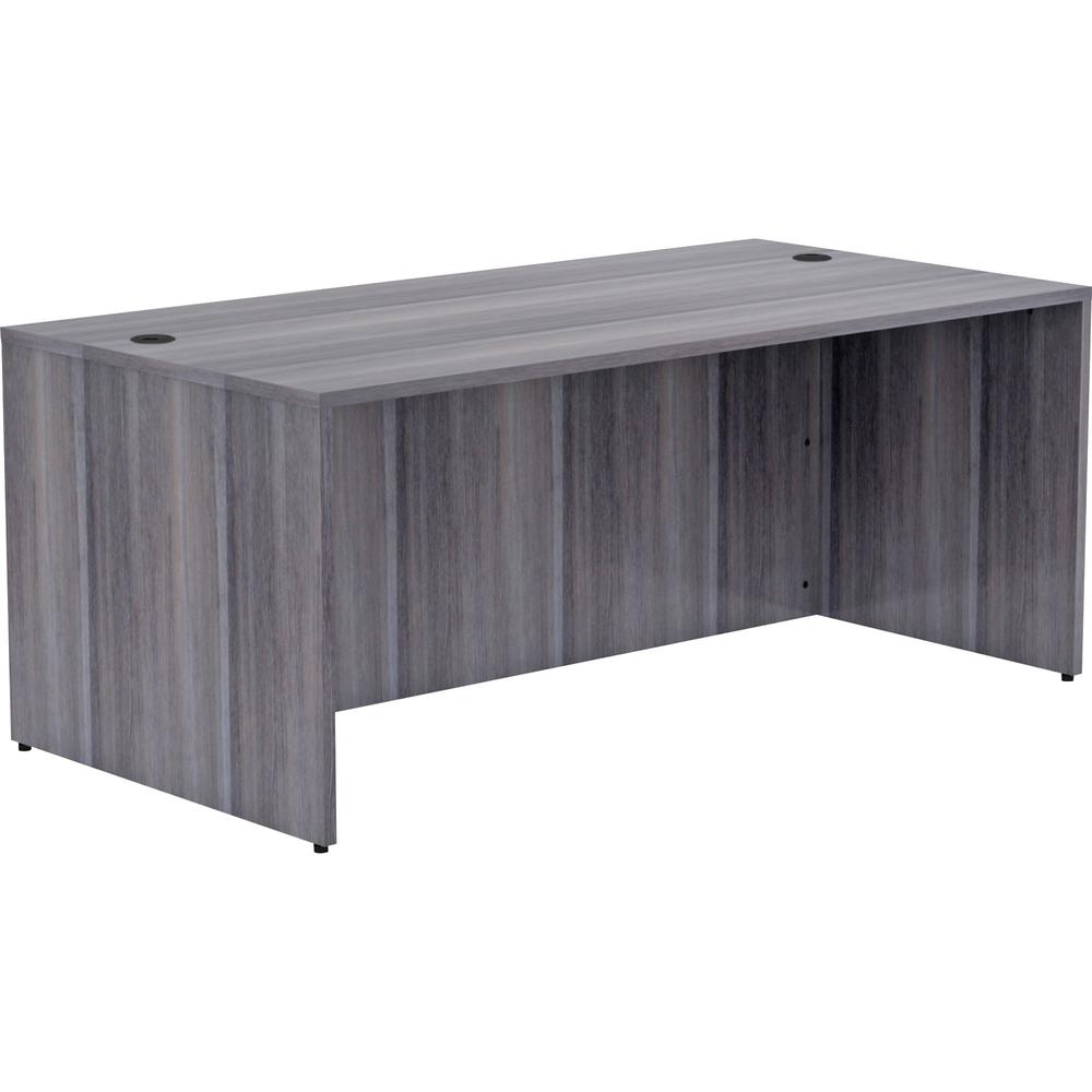 Lorell Essentials Series Rectangular Desk Shell - 29.5" Height x 70.9" Width x 35.4" Depth, 70.9" Width x 35.4" Depth x 1" Thickness Top - Laminate, Weathered Charcoal Table Top - Grommet, Durable, Mo. Picture 7