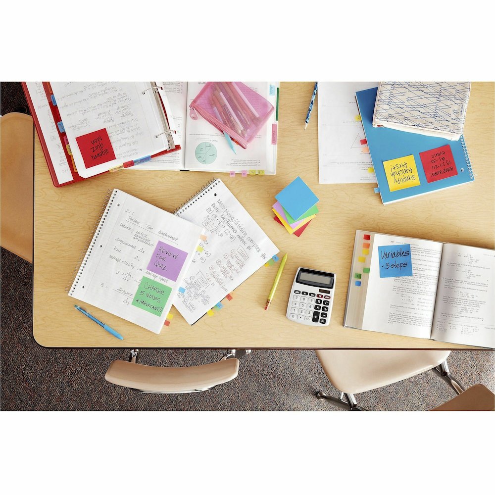 Post-it&reg; Super Sticky Notes Bus Cabinet Pack - 3" Flag/Note Width x 3" Flag/Note Length - Square - 70 Sheets per Pad - Iris, Electric Blue, Evergreen, Yellow, Candy Red - Sticky, Recyclable, Adhes. Picture 8