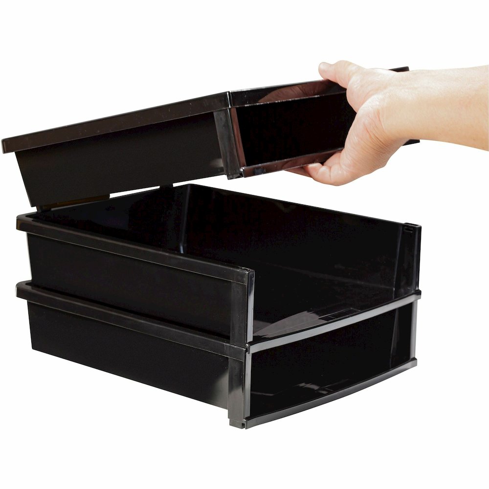 Storex Quick Stack Construction Paper Sorter - 500 x Sheet - 3 Compartment(s) - 8.40" Height x 11.25" Width x 13" Length - Black - Plastic - 1 Each. Picture 14