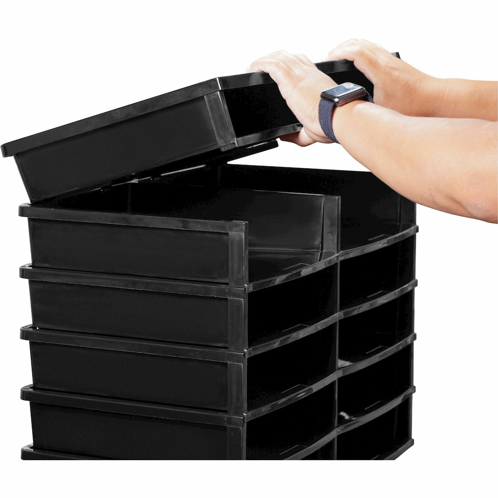 Storex Quick Stack 6-sorter Organizer - 500 x Sheet - 6 Compartment(s) - Compartment Size : 8.75" x 11.50" x 2" - 8.70" Height x 13.60" Width20.50" Length - Black - Plastic - 1 Each. Picture 13