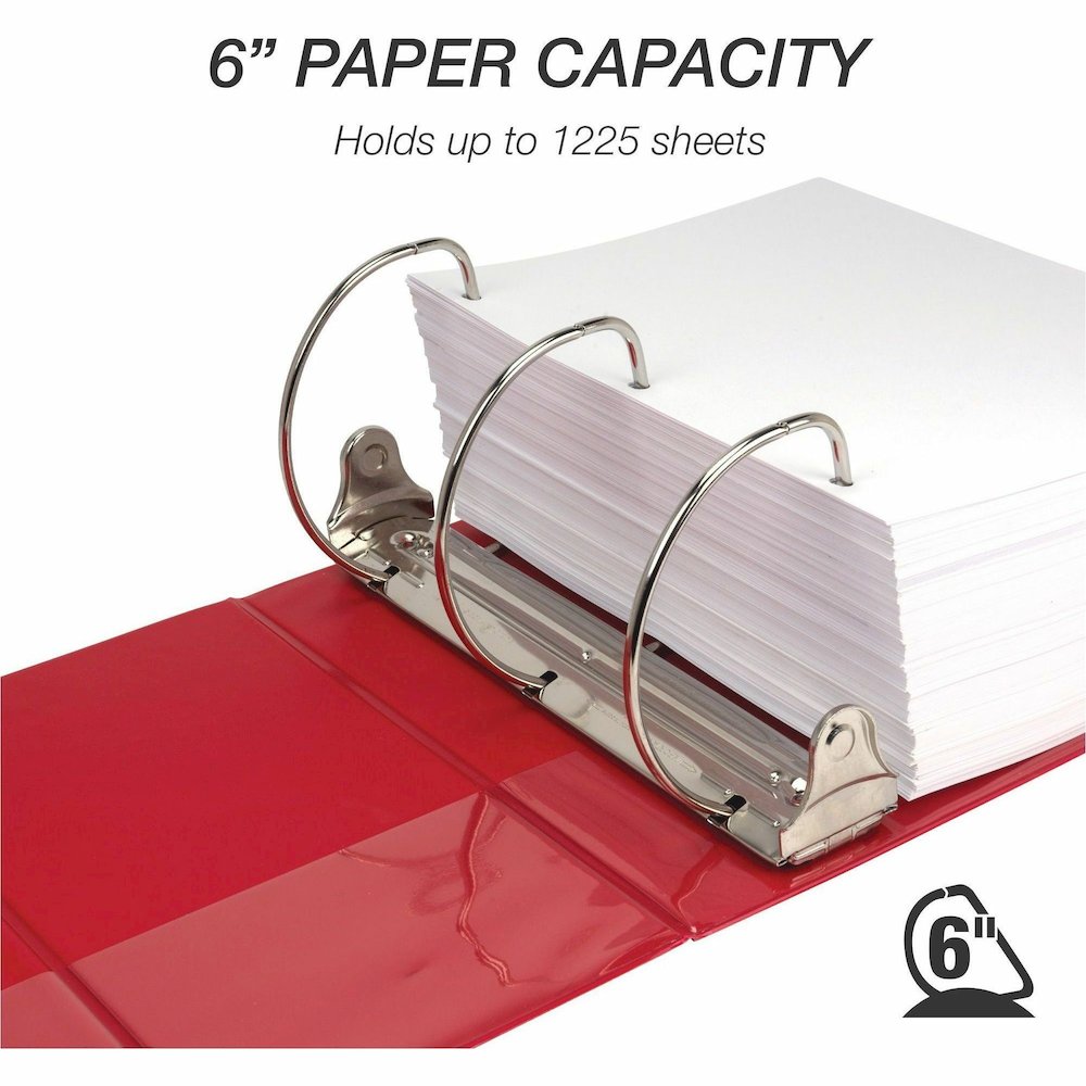 Samsill Nonstick 6" Locking D-Ring View Binder - 6" Binder Capacity - 1225 Sheet Capacity - 3 Ring - Fastener: D-Ring - Pocket: 2, Internal - Red - 2.73 lb - Recycled - Lockable, Non-stick, Concealed . Picture 11