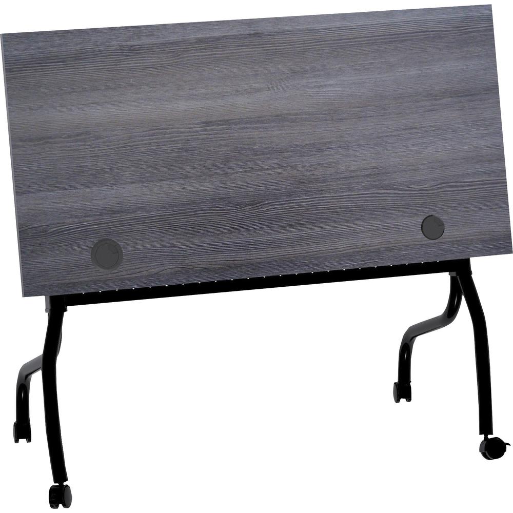 Lorell Flip Top Training Table - Charcoal Rectangle, Melamine Top - Black Four Leg Base - 4 Legs x 48" Table Top Width x 23.60" Table Top Depth - 29.50" Height - Melamine - 1 Each. Picture 10