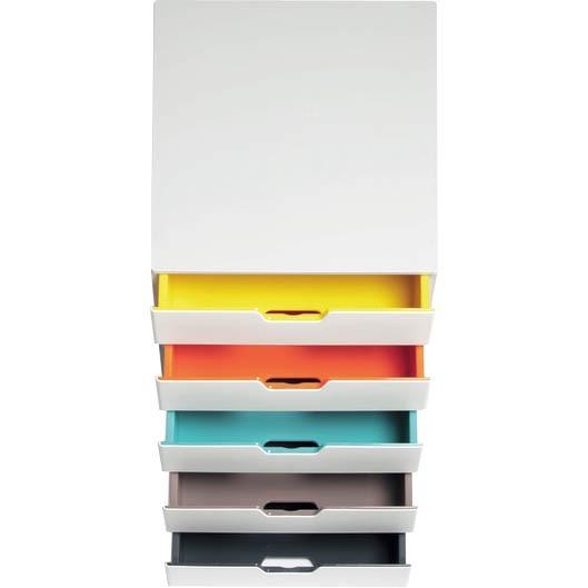 DURABLE VARICOLOR MIX 5 Drawer Desktop Storage Box, White/Multicolor - 5 Drawer(s) - 11" Height x 11.5" Width x 14" DepthDesktop - White - Plastic - 1 Each. Picture 7