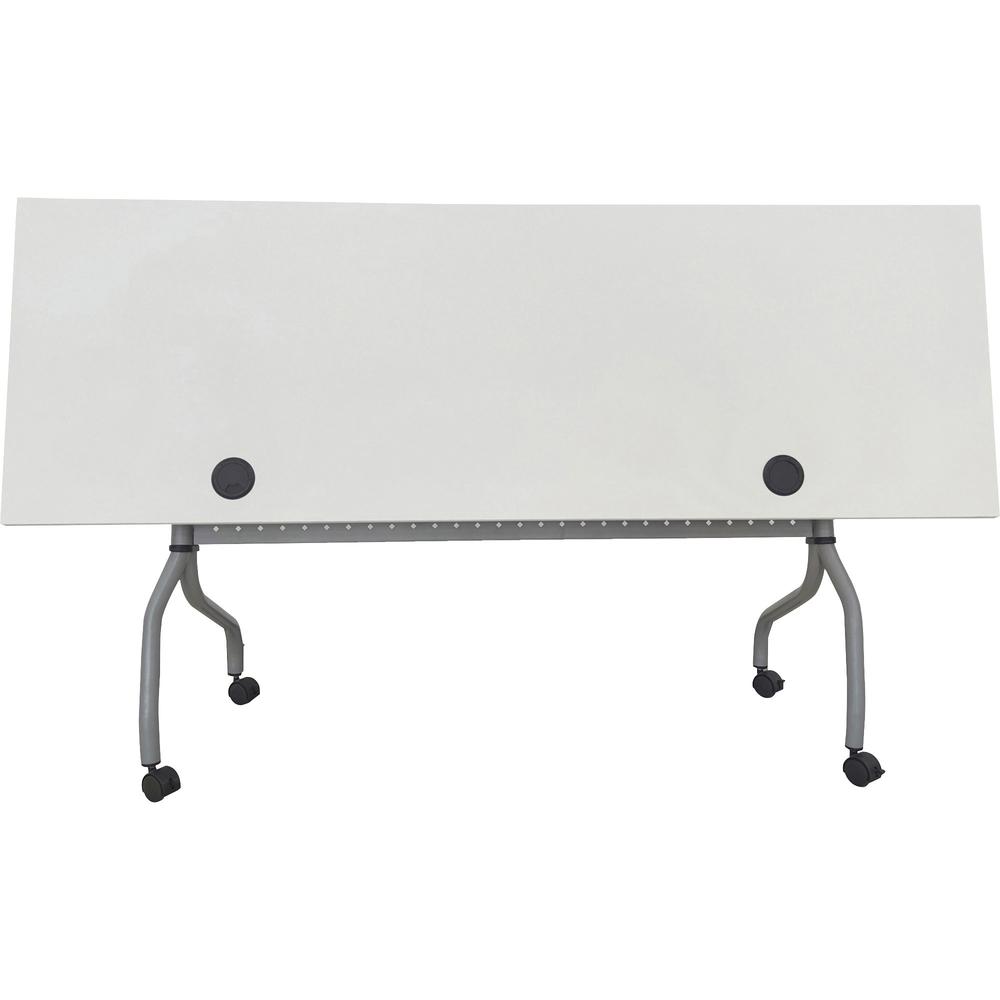 Lorell Flip Top Training Table - White Top - Silver Base - 4 Legs - 23.60" Table Top Length x 72" Table Top Width - 29.50" Height - Assembly Required - Melamine Top Material - 1 Each. Picture 10