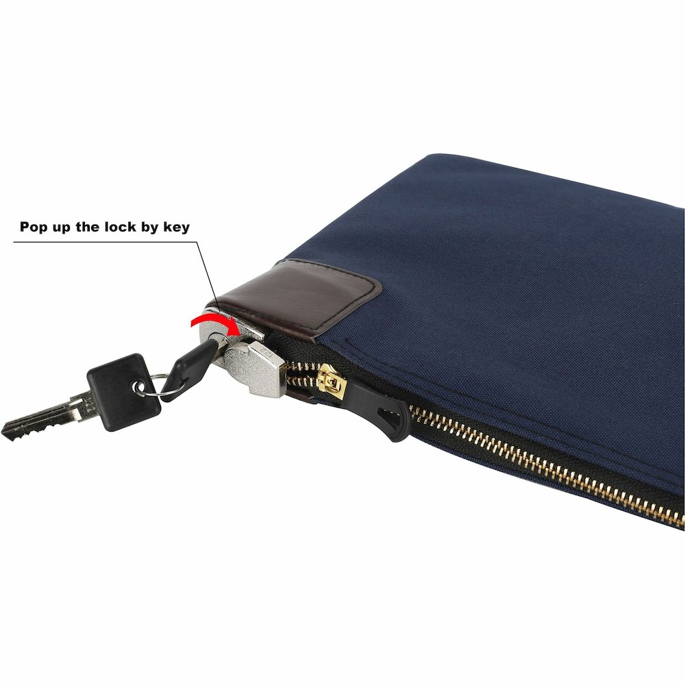 Sparco Locking Currency Bag - 11" Length x 8.50" Width - Navy - Coin, Currency, Document - 1 Pack. Picture 9