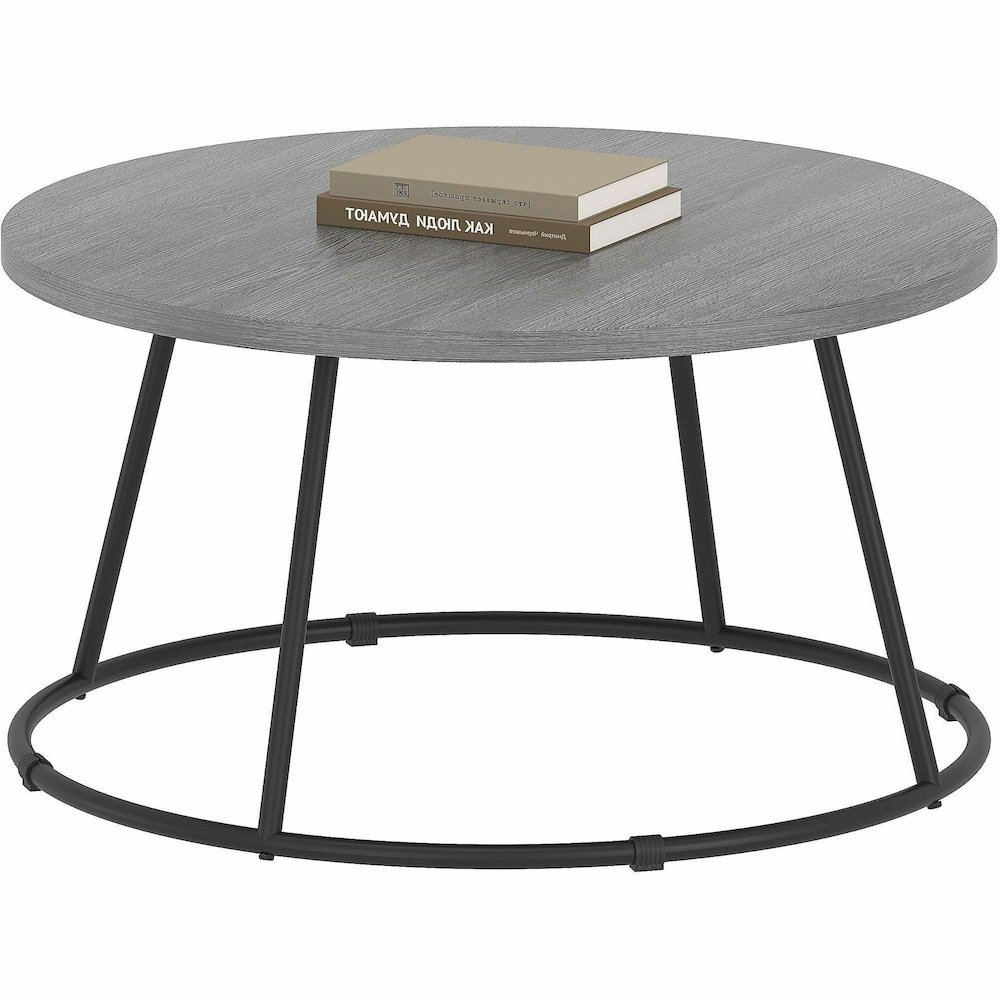 Lorell Accession Coffee Table - Round Top - Powder Coated Four Leg Base - 4 Legs - 200 lb Capacity - 1" Table Top Thickness x 31.50" Table Top Diameter - 16.75" Height - Assembly Required - Weathered . Picture 9