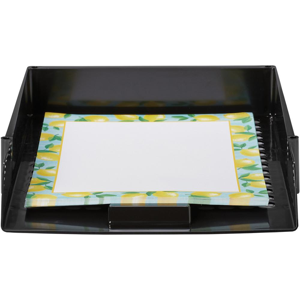 Deflecto AntiMicrobial Industrial Front-Load Tray - 2.40" Height x 10.83" Width x 13.78" Depth - Desktop - Antimicrobial, Lightweight, Mildew Resistant, Front Loading - Black - Polystyrene - 1 Each. Picture 9