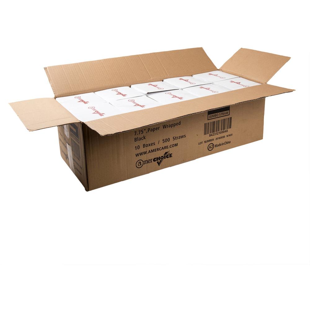 Banyan Black Straws - Wrapped - 7.8" Length - Black - 5000 / Carton. Picture 2