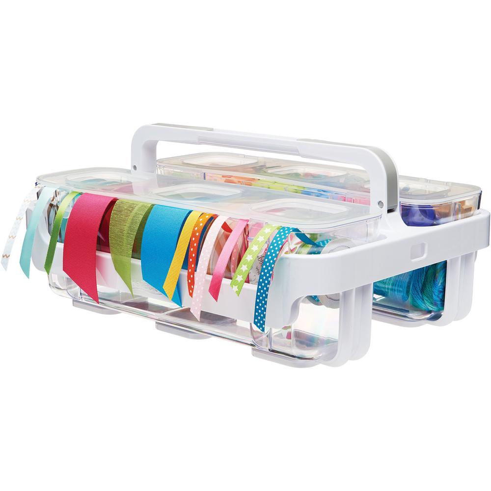 Deflecto Ribbon Dispenser - 4.40" Height x 13.30" Width x 4.20" Depth - Desktop - Lid, Portable, Stackable, Wall Mountable - Clear - Plastic, Polypropylene - 1 Each. Picture 7