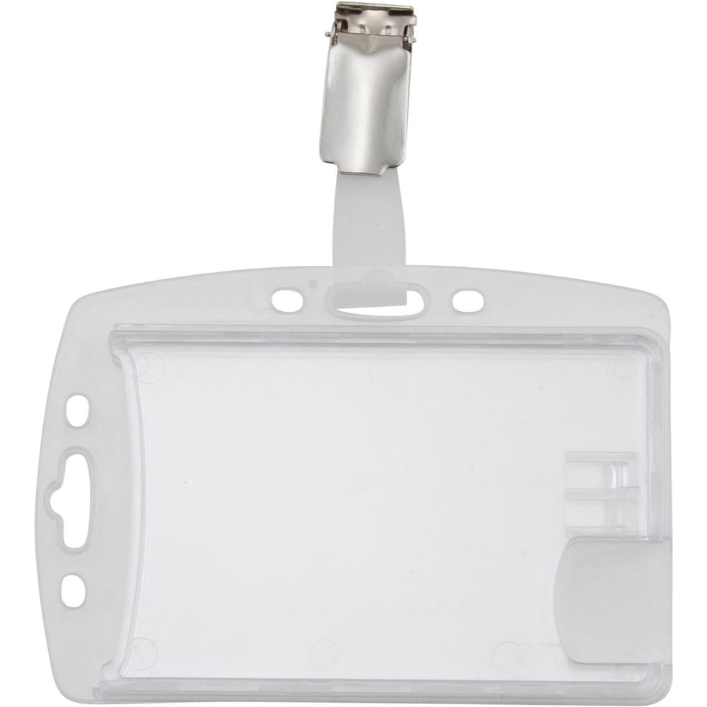 Advantus Plastic ID Card Holders - Horizontal/Vertical - Plastic - Clear - Rotating Clip - 25 / Pack. Picture 9