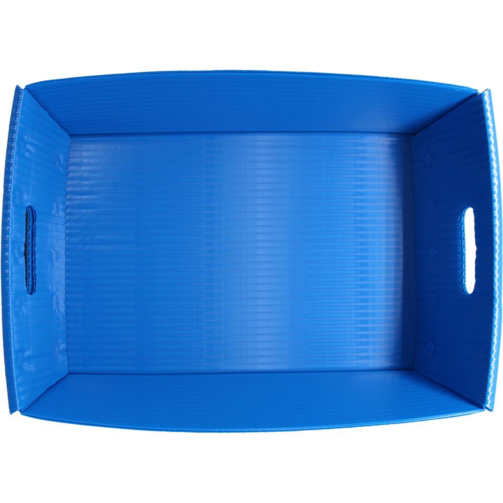 Flipside Plastic Welded Letter Trays - 4.50" Height x 18" Width x 12" Depth - Welded, Handle, Compact, Stackable, Storage Space, Durable - Blue - Plastic - 2 / Pack. Picture 2