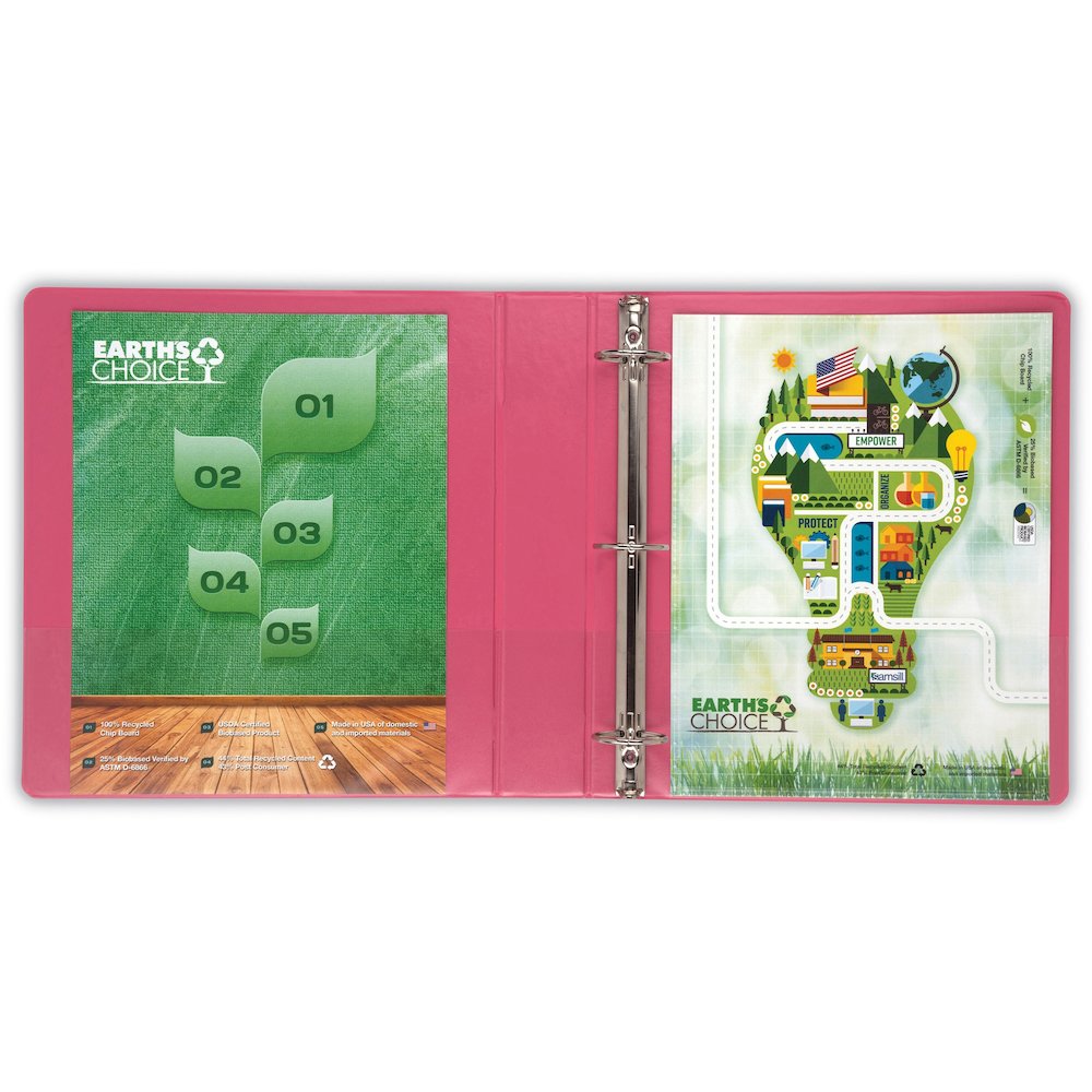 Samsill Earth's Choice Plant-based View Binders - 1 1/2" Binder Capacity - Letter - 8 1/2" x 11" Sheet Size - 3 Ring - Fastener: Round Ring - Chipboard, Polypropylene, Plastic - Berry - Recycled - Bio. Picture 9
