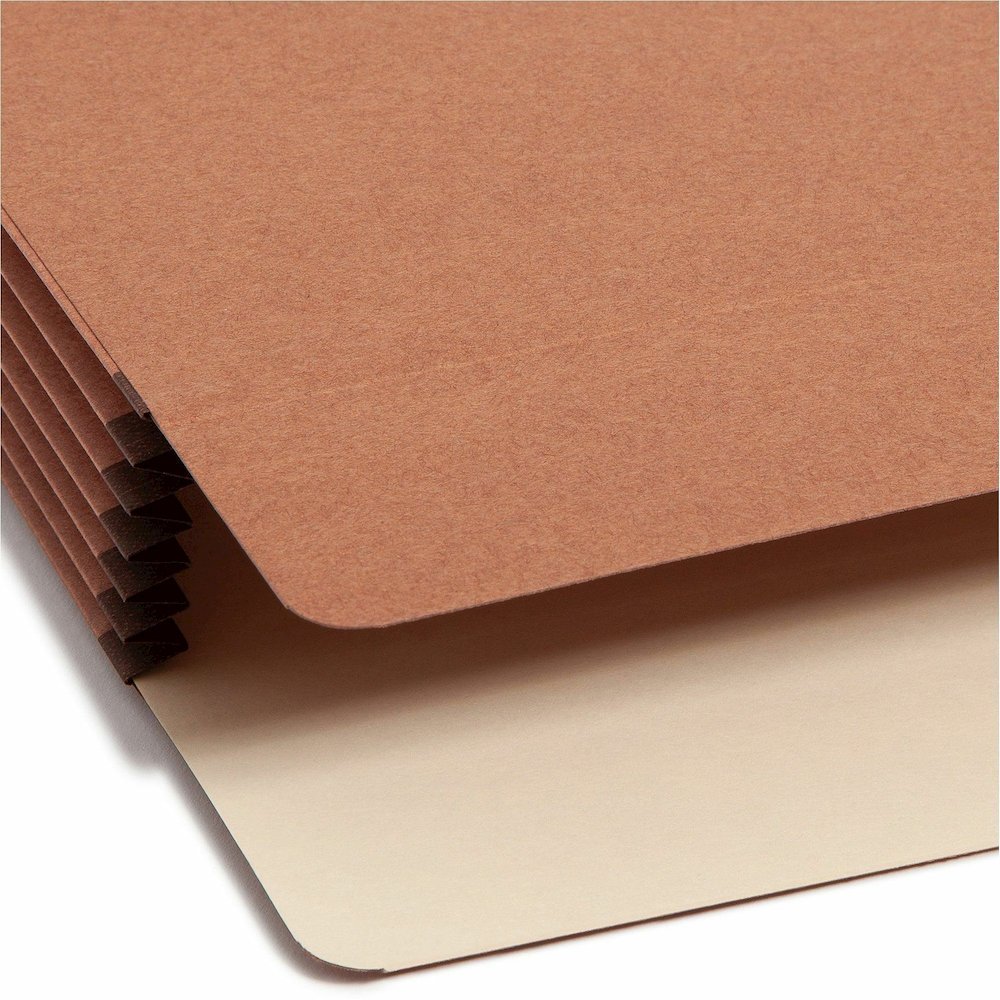 Smead Straight Tab Cut Legal Recycled File Pocket - 8 1/2" x 14" - Top Tab Location - 12.5 pt. - Redrope - Tear Resistant, Rounded Corner, Reinforced Gusset - 30% Recycled - 10 / Box. Picture 9
