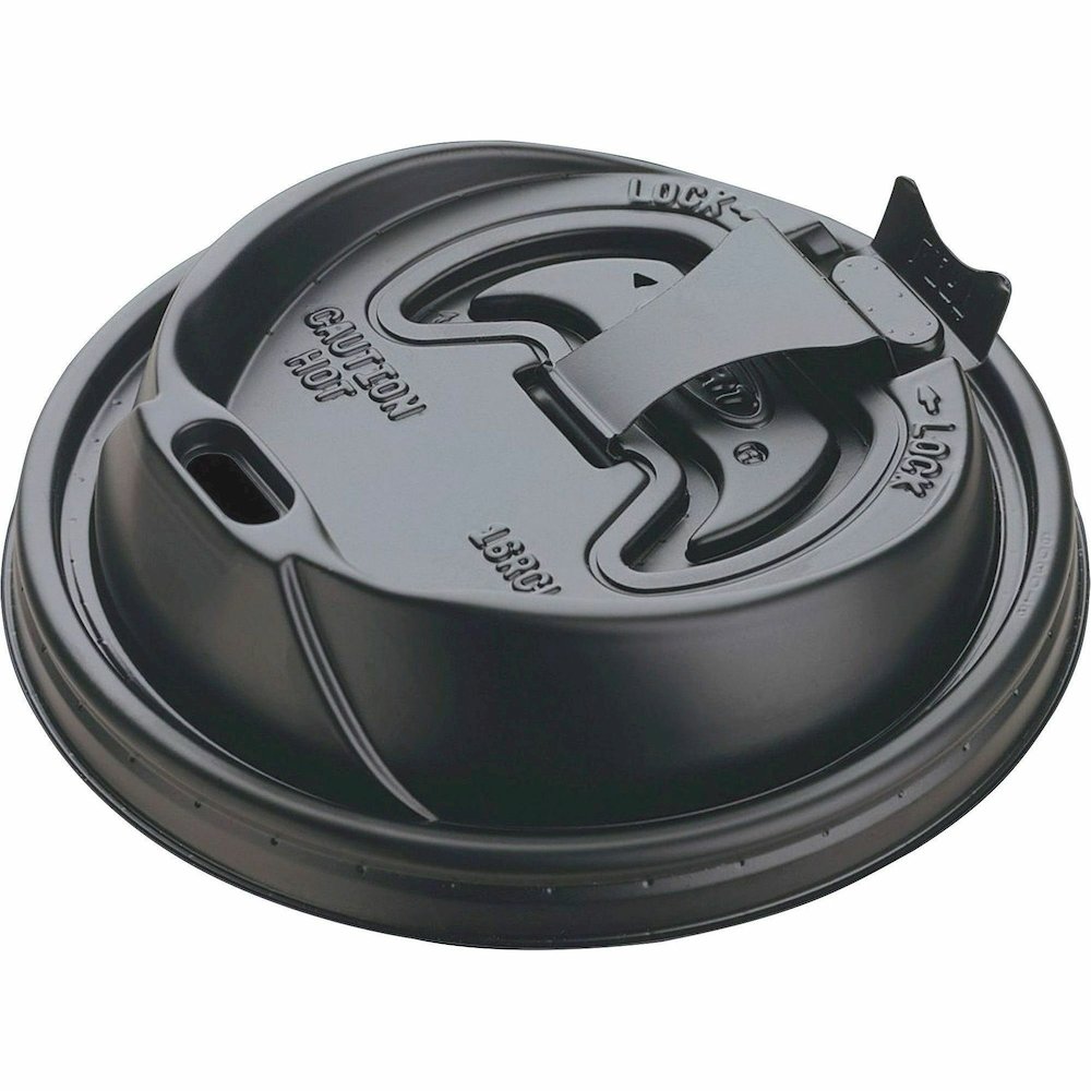 Dart Black Plastic Reclosable Lids - Round - Plastic - Black - 100/Bag - 1000 / Carton. Picture 10