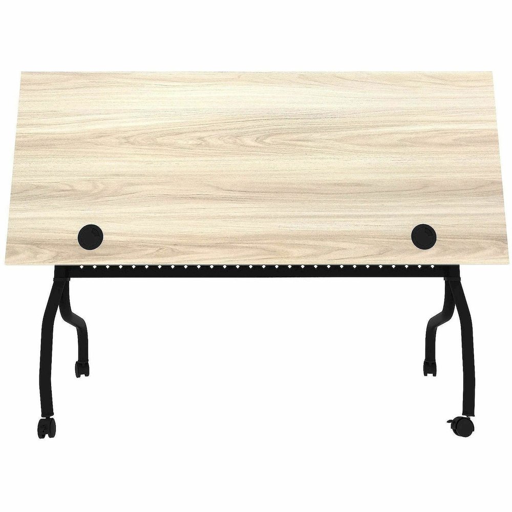 Lorell Modern Elm/Black Flip-Up Training Tables - Melamine Top - Black Four Leg Base - 4 Legs - 60" Table Top Width x 23.60" Table Top Depth - 29.50" Height - Training - Assembly Required - Modern Elm. Picture 17