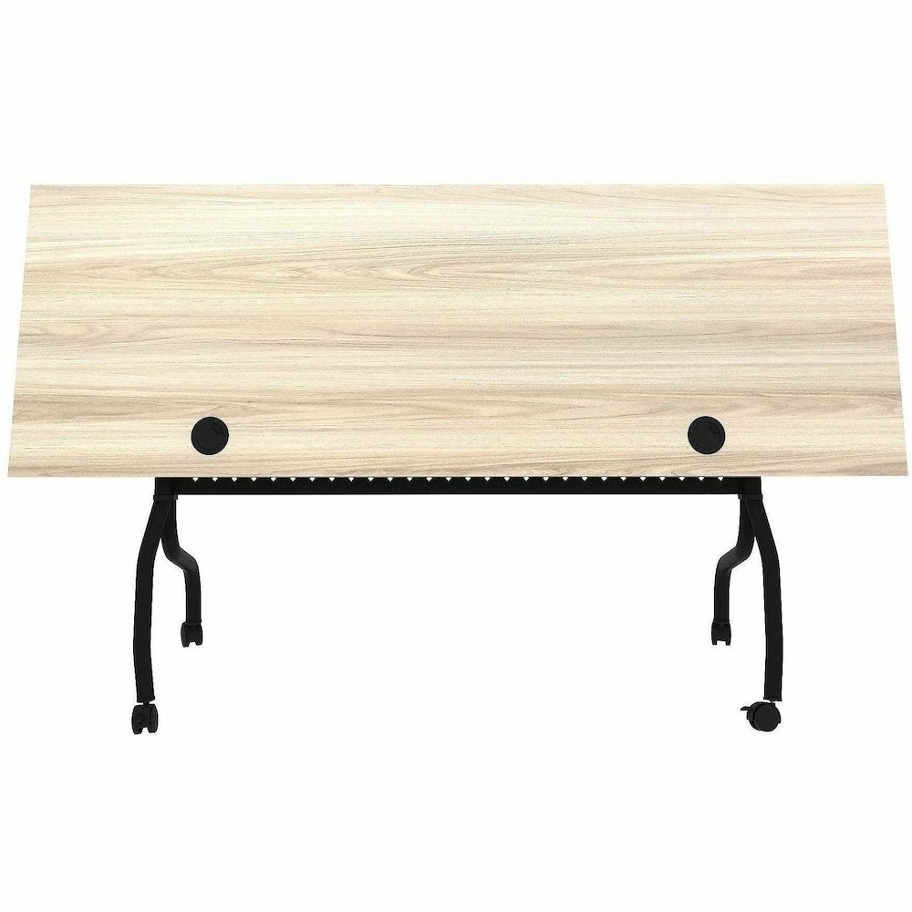 Lorell Modern Elm/Black Flip-Up Training Tables - Melamine Top - Black Four Leg Base - 4 Legs - 72" Table Top Width x 23.60" Table Top Depth - 29.50" Height - Training - Assembly Required - Modern Elm. Picture 17