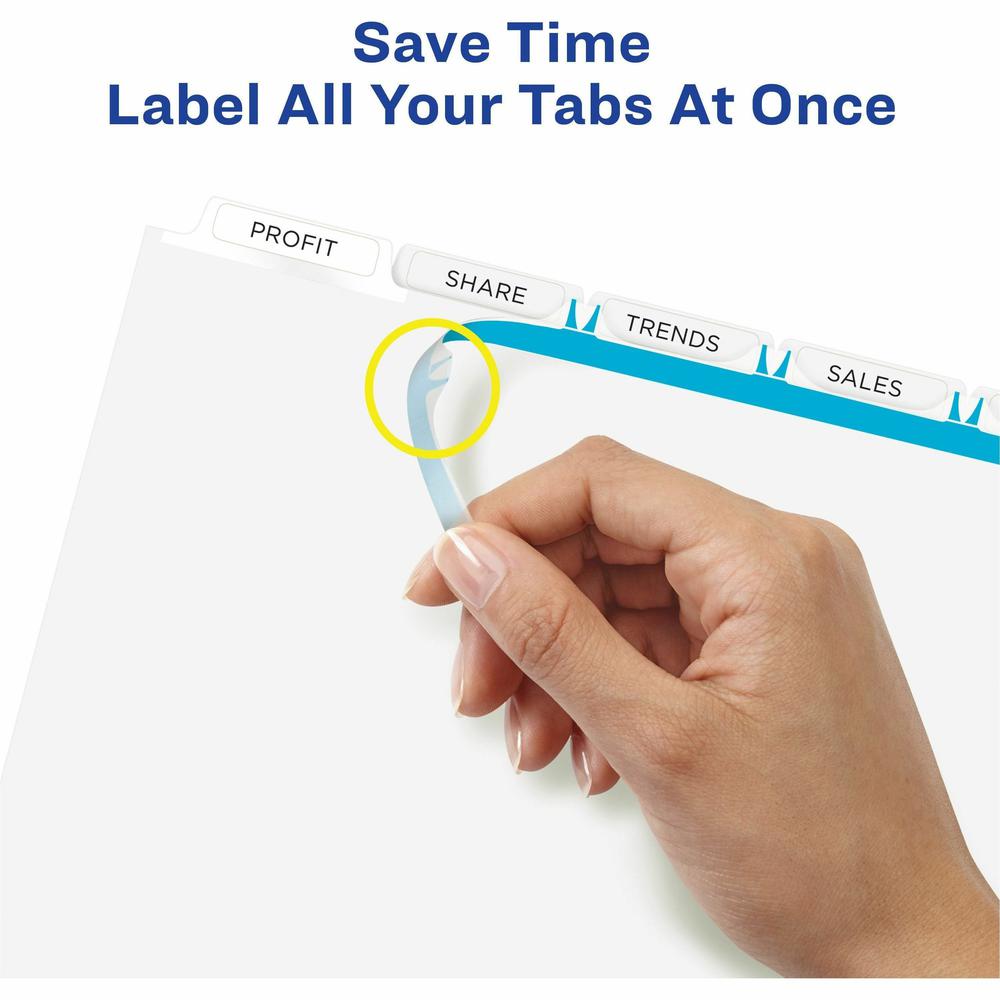 Avery&reg; Index Maker Index Divider - 25 x Divider(s) - Print-on Tab(s) - 5 - 5 Tab(s)/Set - 9.3" Divider Width x 11.25" Divider Length - 3 Hole Punched - White Paper Divider - White Paper Tab(s) - H. Picture 3